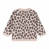 Leopard print sweater on a white background