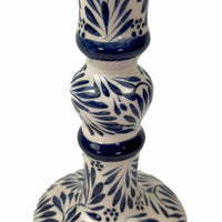 Mexican Pottery Handmade Candle Holder Blue Plumeado Global Crafts Modern Nomad Home decor store Denver CO Colorado