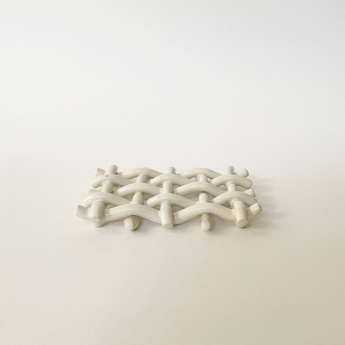 Handmade Ceramic Woven Lattice Soap Dish/ Sponge Holder Sunday Studio Modern Nomad Home decor store Denver CO Colorado