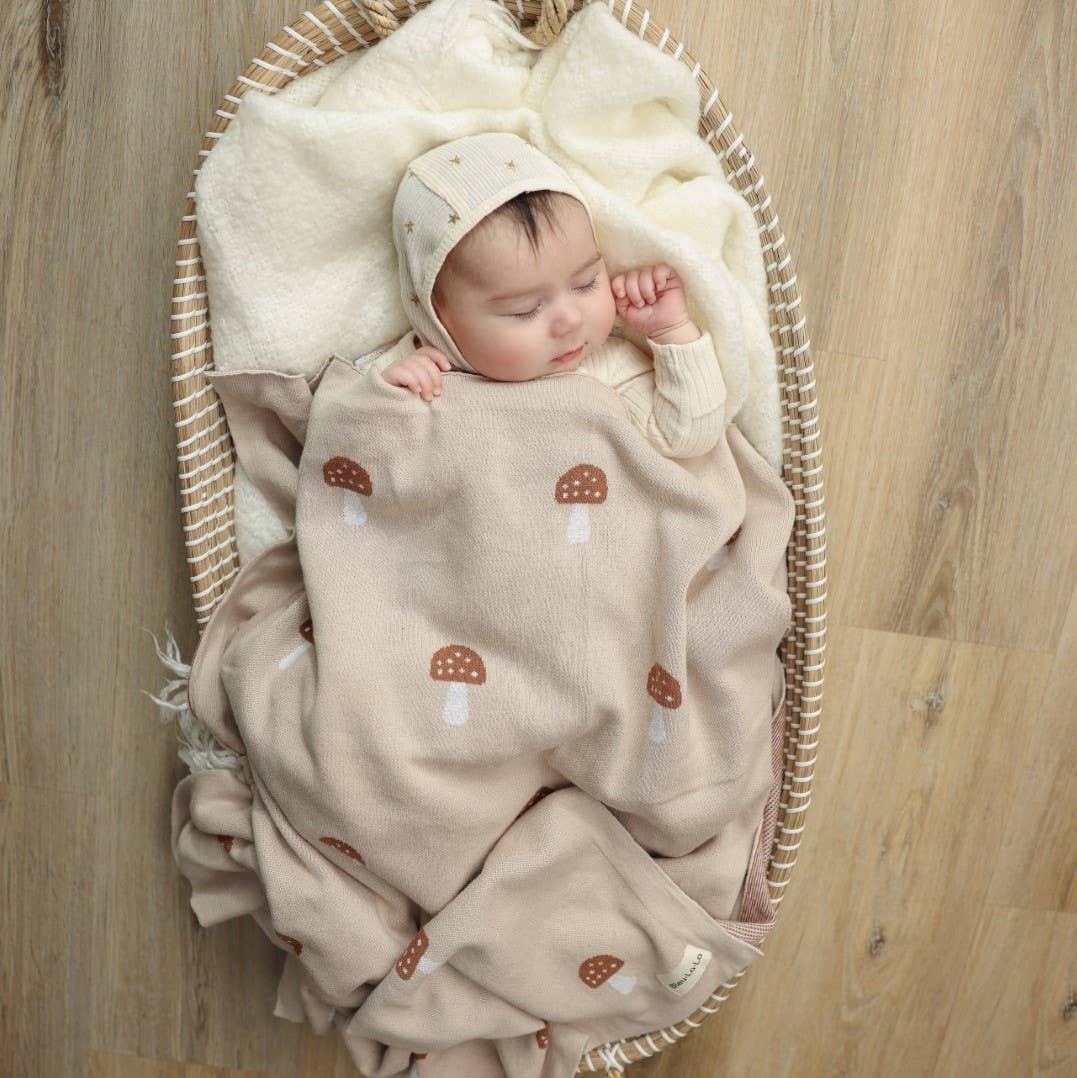 Cotton Swaddle Baby Blanket (Mushroom)
