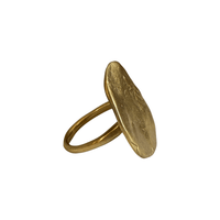 Gold ring with oval face.