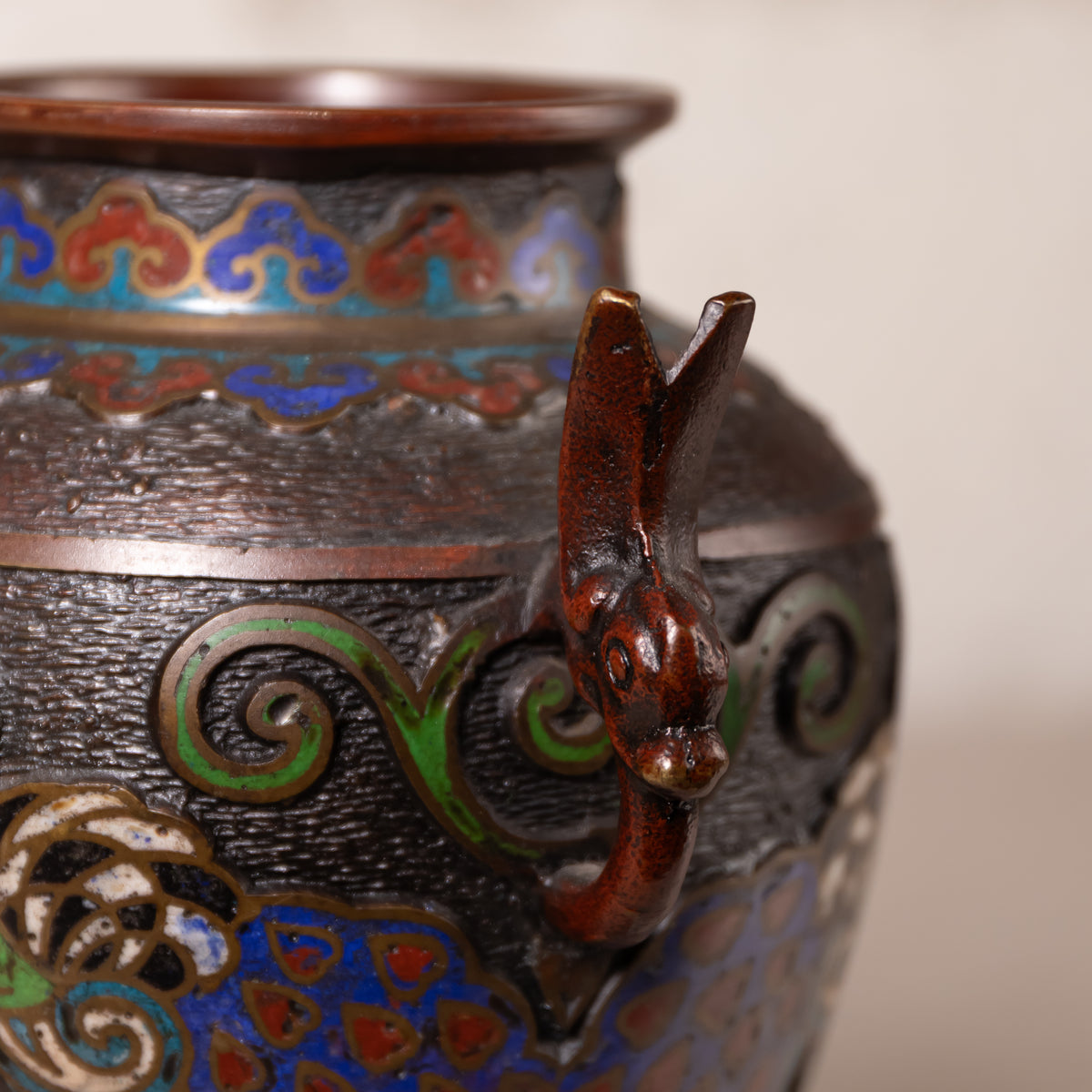 Japanese Champlevé Enameled Bronze Vase