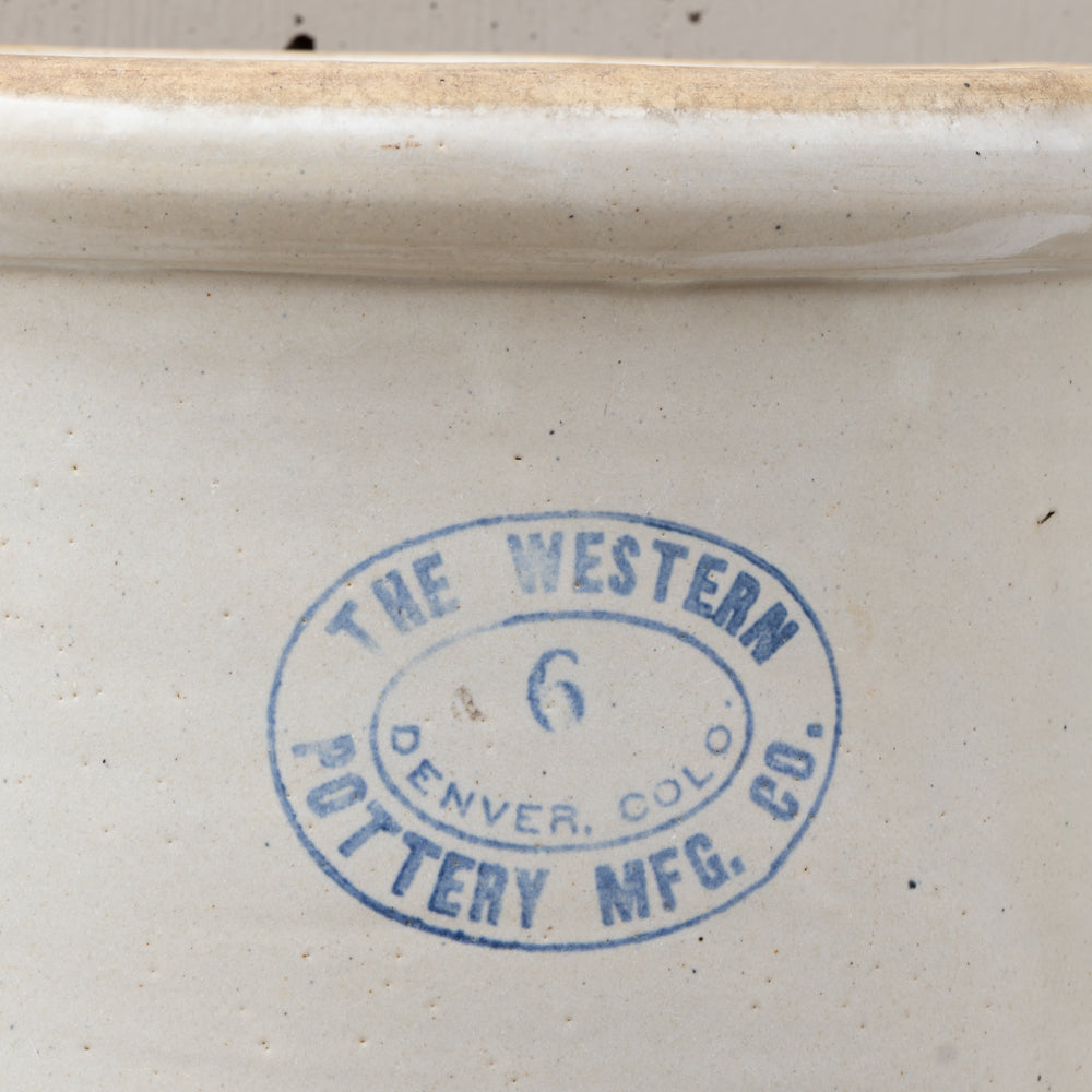 Antique 6 Gallon Western Pottery Crock - A