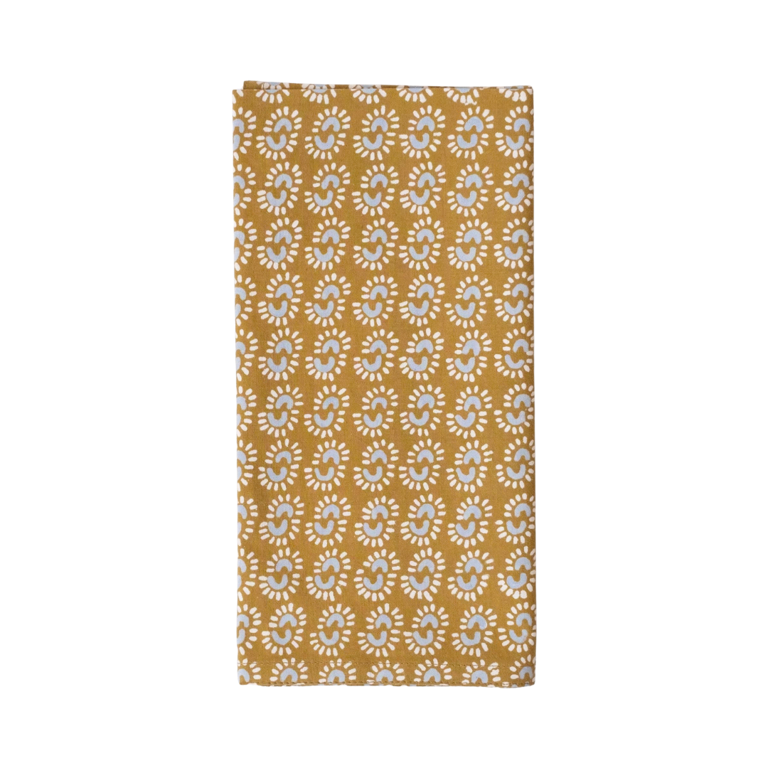 Sunburst Dark Honey Block Printed Napkins (Set of 4)