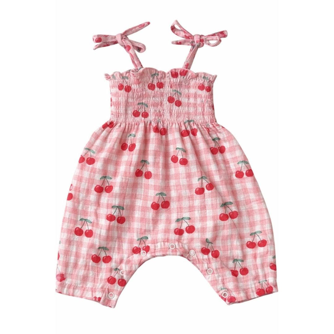 Gingham Cherries Muslin Jumpsuit