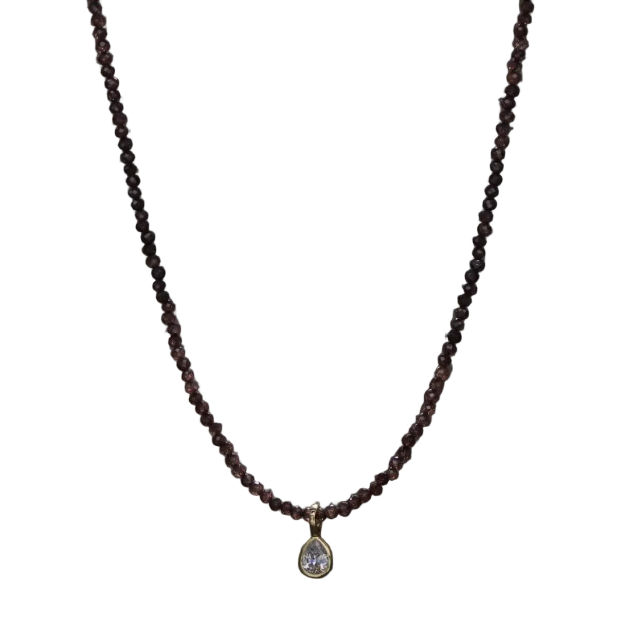 Smoky Burgundy Bezel Necklace