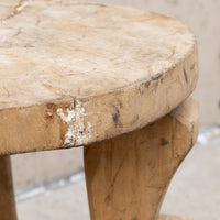 Vintage African Patched Wood Stool Round
