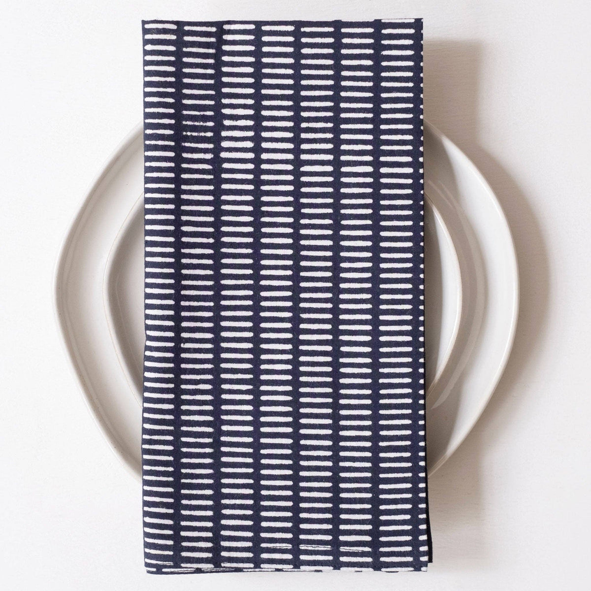 Pontis Navy Block Printed Napkins - set of 4
