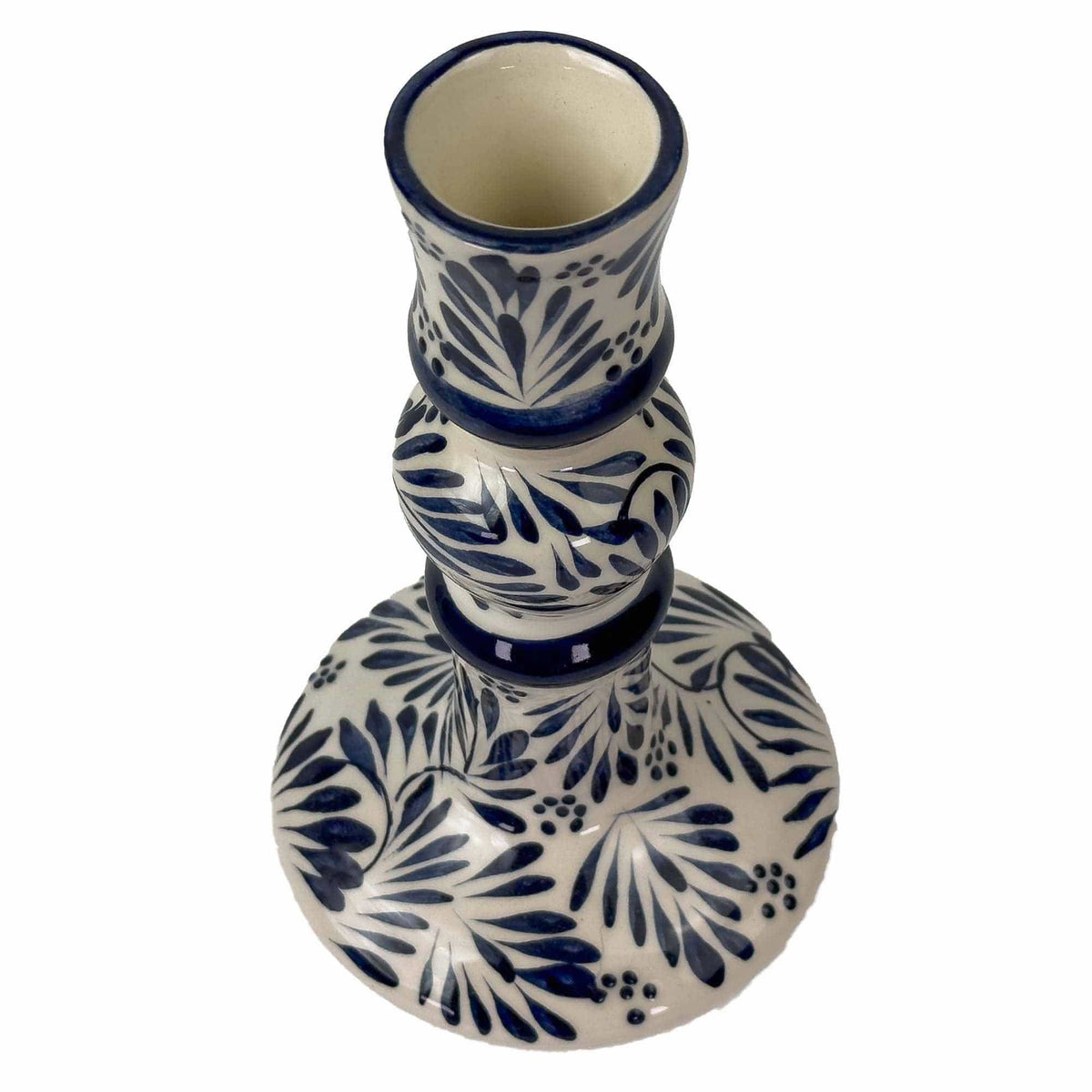 Mexican Pottery Handmade Candle Holder Blue Plumeado Global Crafts Modern Nomad Home decor store Denver CO Colorado