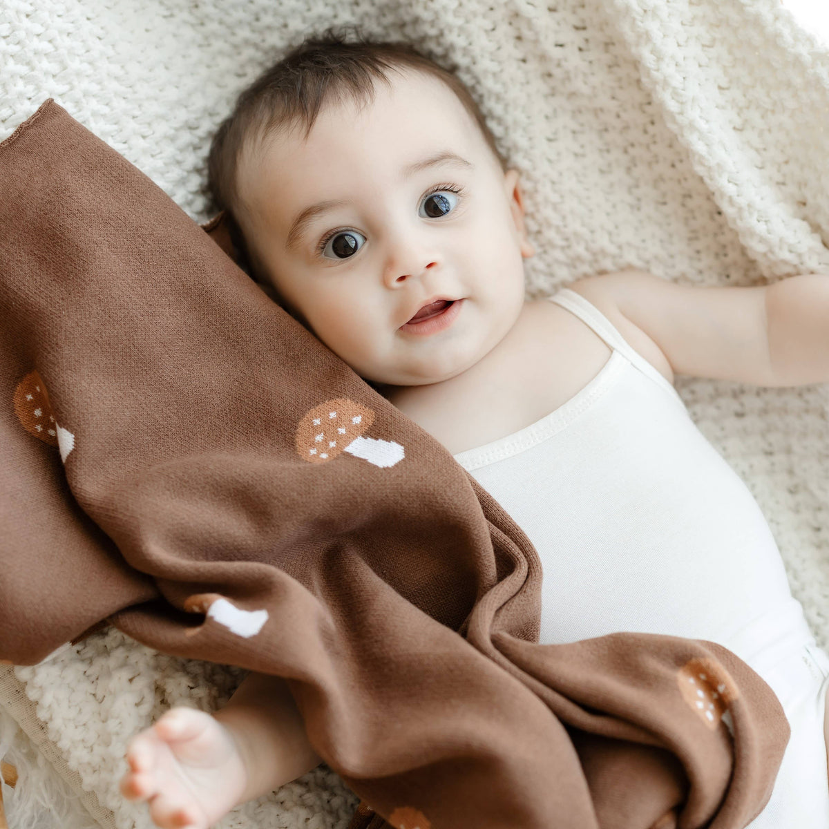 Cotton Swaddle Baby Blanket (Mushroom)