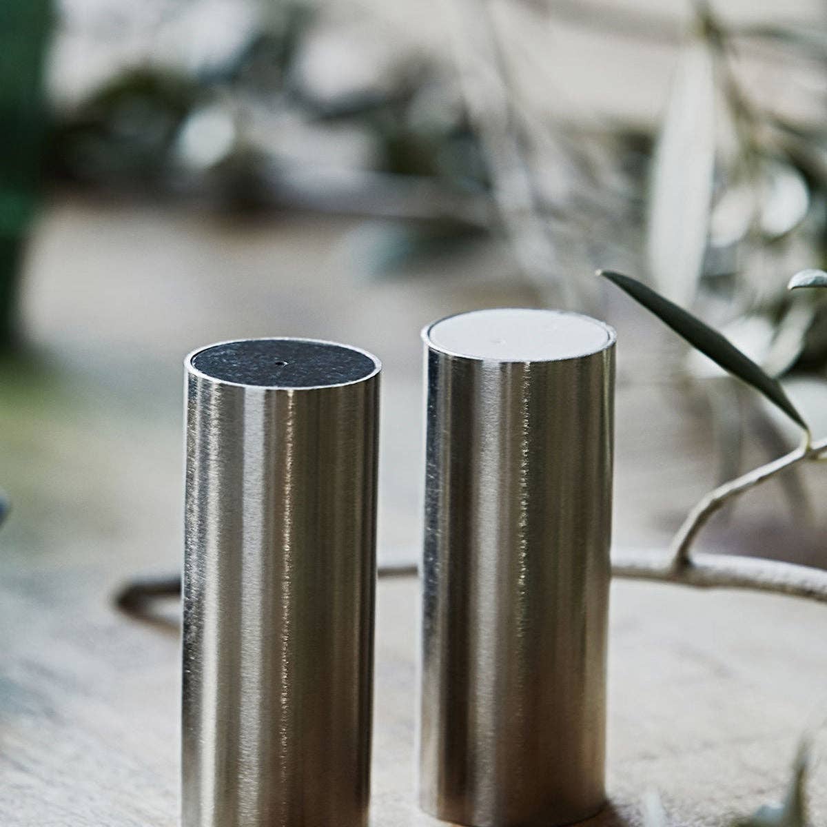 Brushed Silver Salt & Pepper Shakers