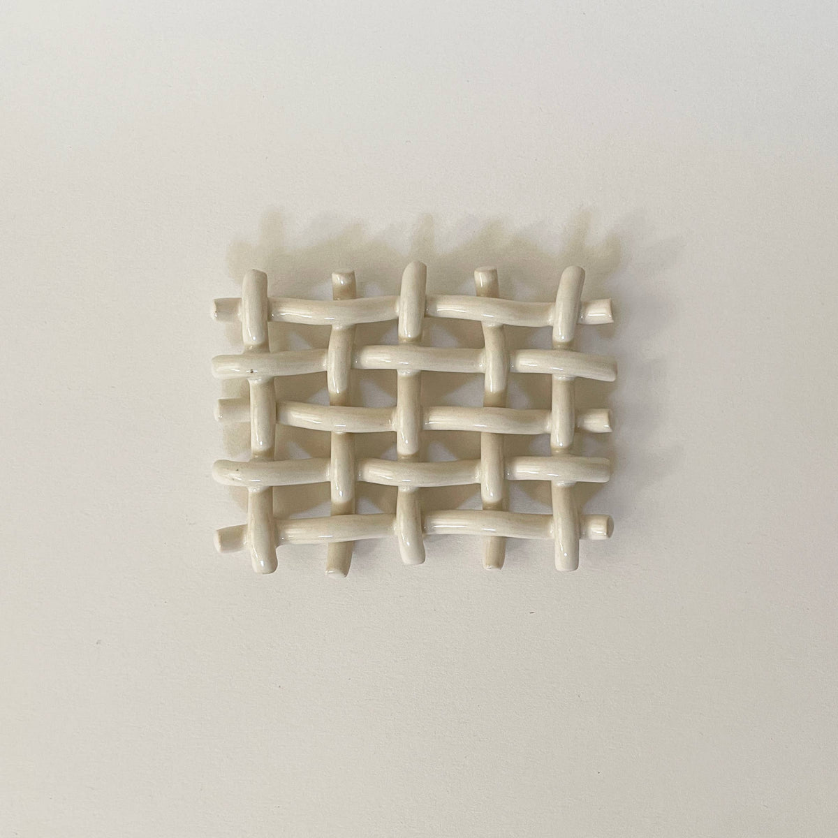 Handmade Ceramic Woven Lattice Soap Dish/ Sponge Holder Sunday Studio Modern Nomad Home decor store Denver CO Colorado