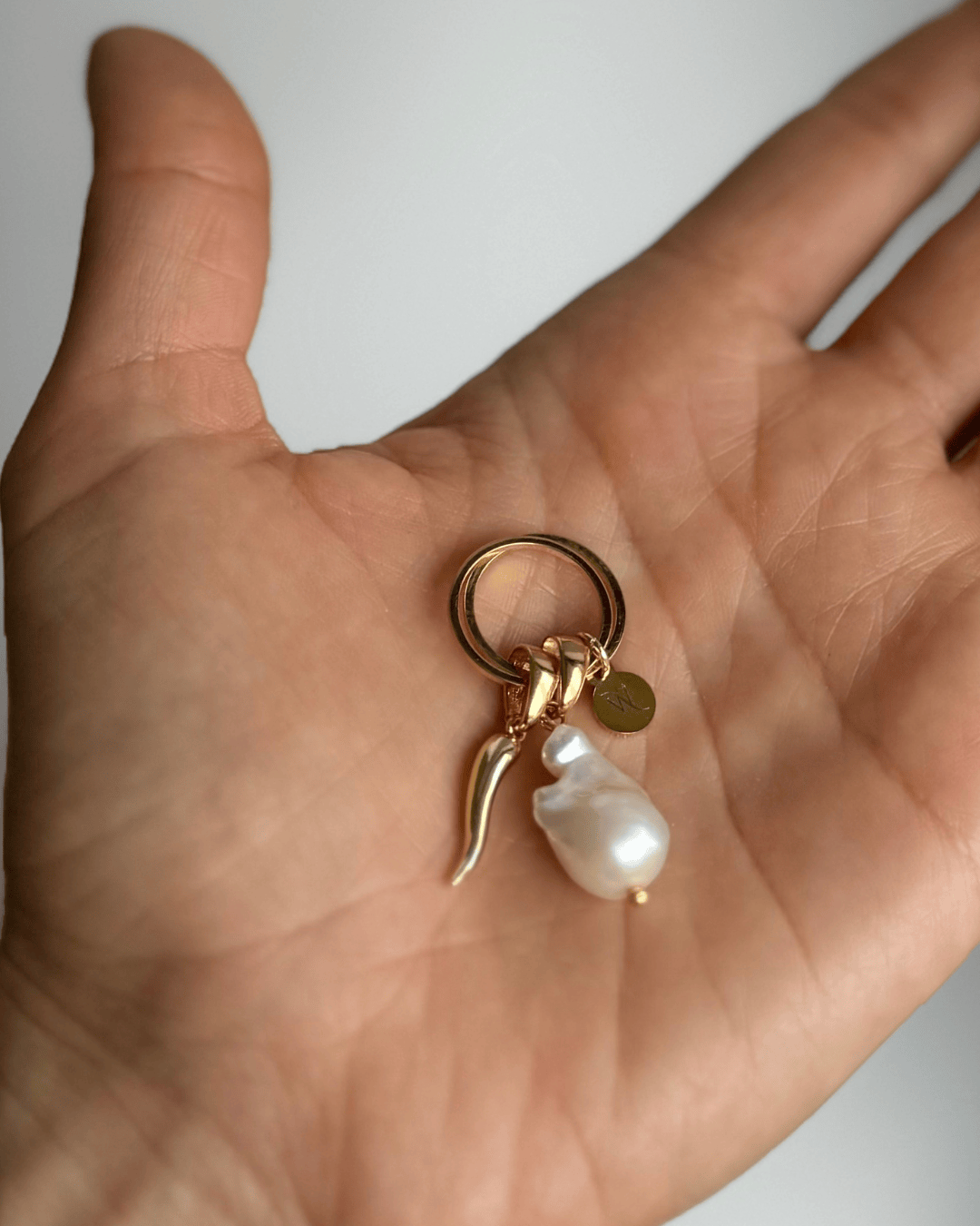 Pearl + Cornicello Charm Bracelet