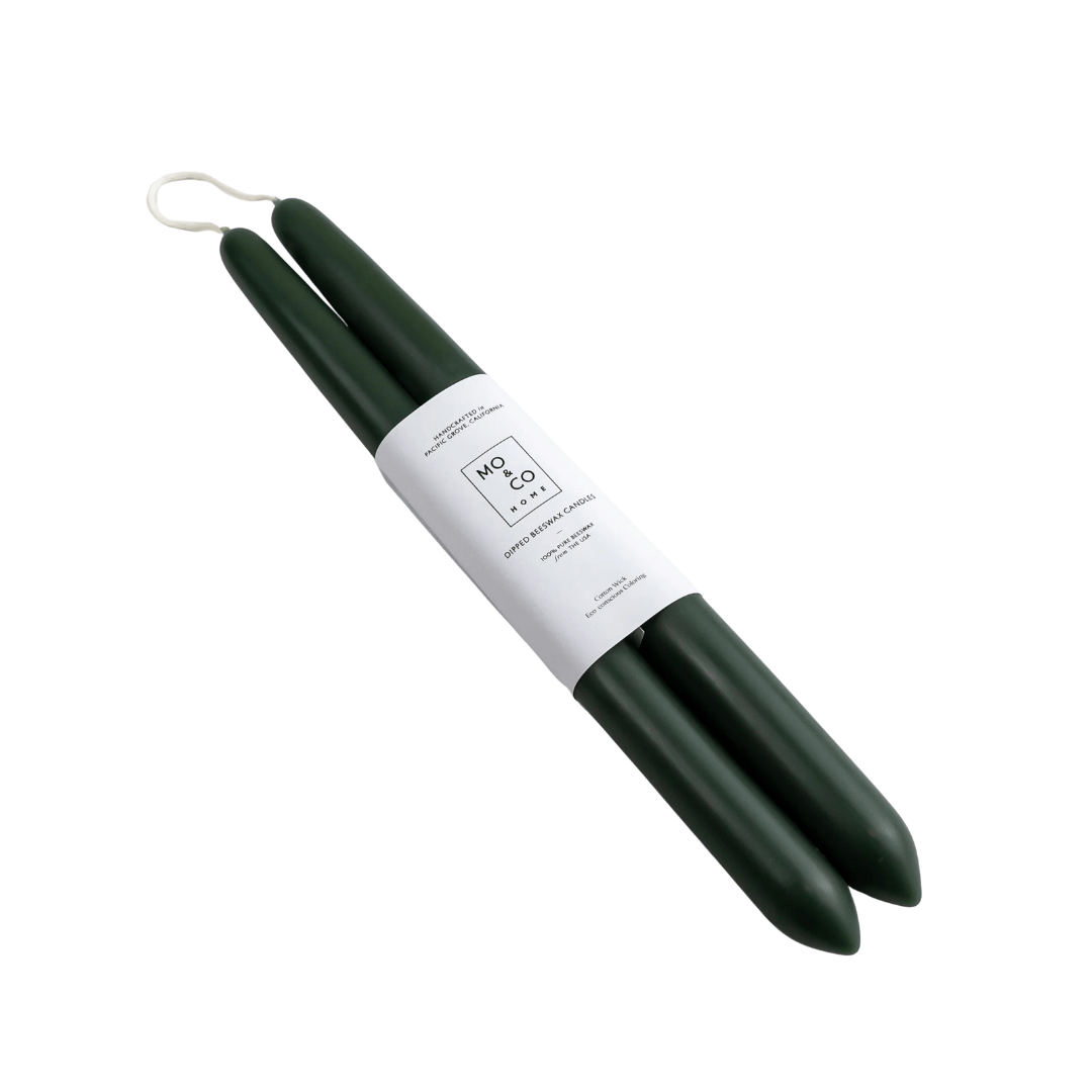 Forest green taper candles