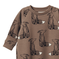 Brown sweatshirt with fox pattern on a transparent background