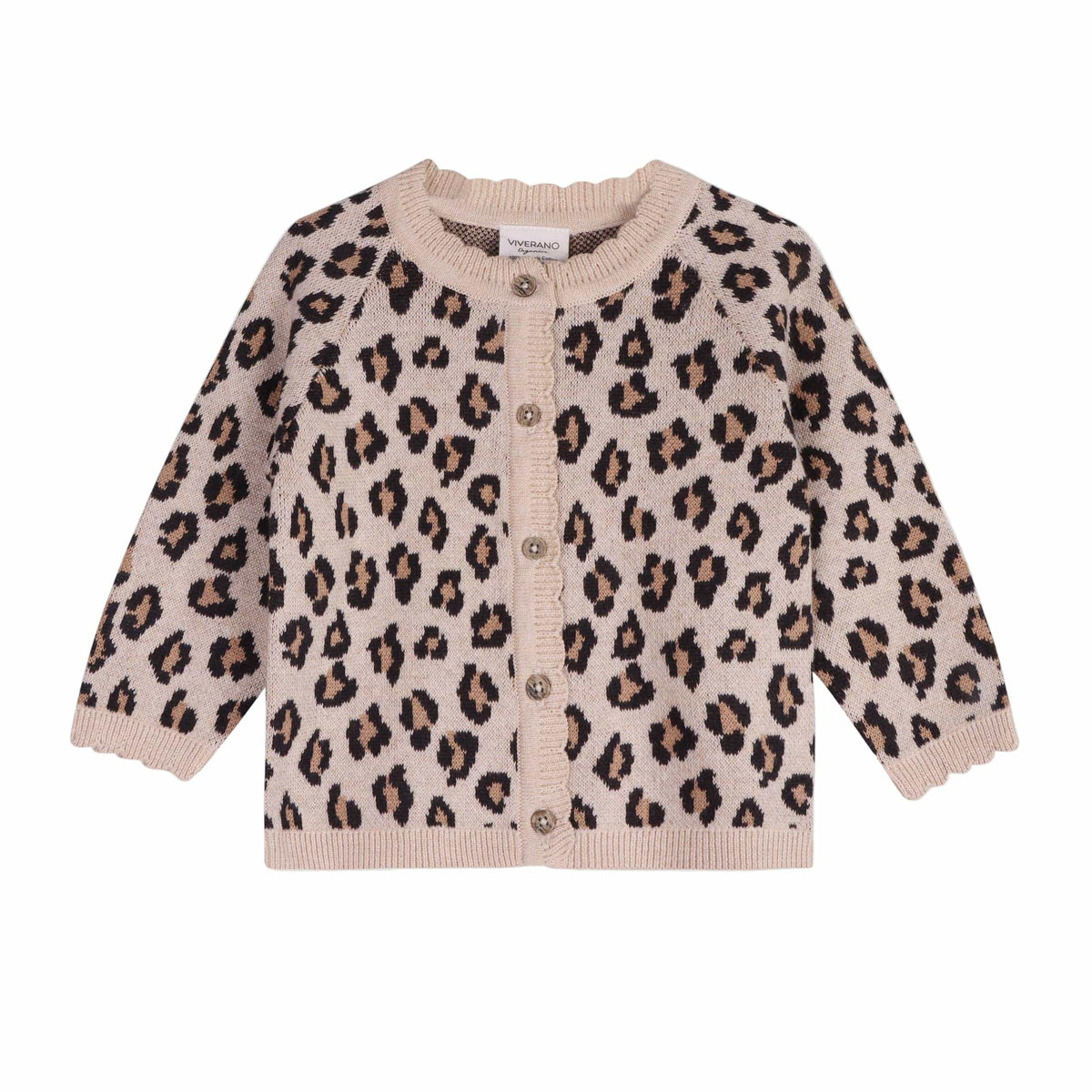 Leopard print cardigan on a white background