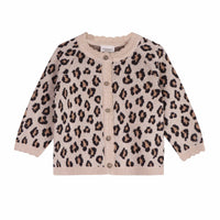 Leopard print cardigan on a white background